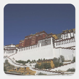 Pegatina Cuadrada Palacio Potal en Lhasa, Tíbet.