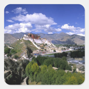 Pegatina Cuadrada Palacio Potala en la cordillera de Aher