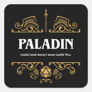 Pegatina Cuadrada Paladin Class Tabletop RPG Gaming