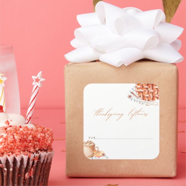 Pegatina Cuadrada Palancas de acción de gracias de la calabaza acuát (Fiesta)