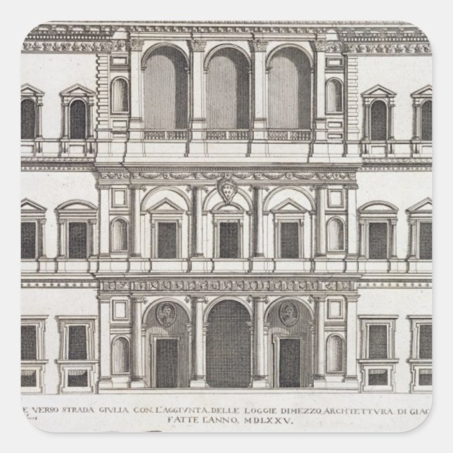 Pegatina Cuadrada Palazzo Farnese, de "Palazzi di Roma", parte I, p. (Anverso)