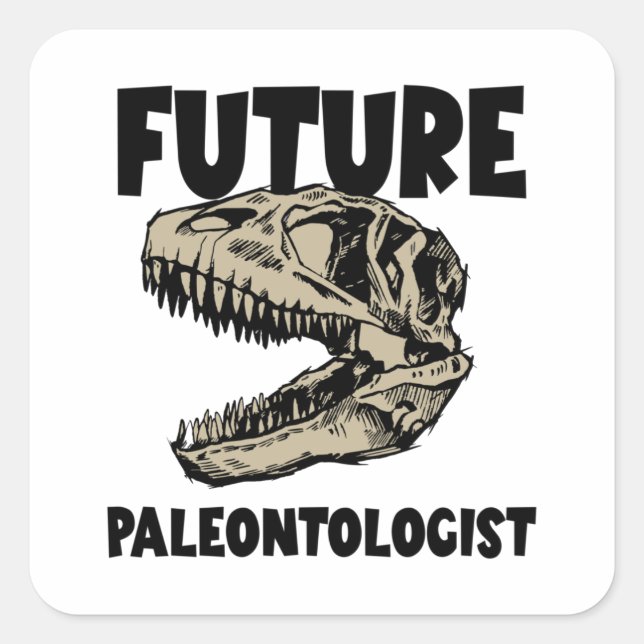Pegatina Cuadrada Paleontólogo futuro (Anverso)