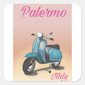 Pegatina Cuadrada Palermo Italia Scooter poster