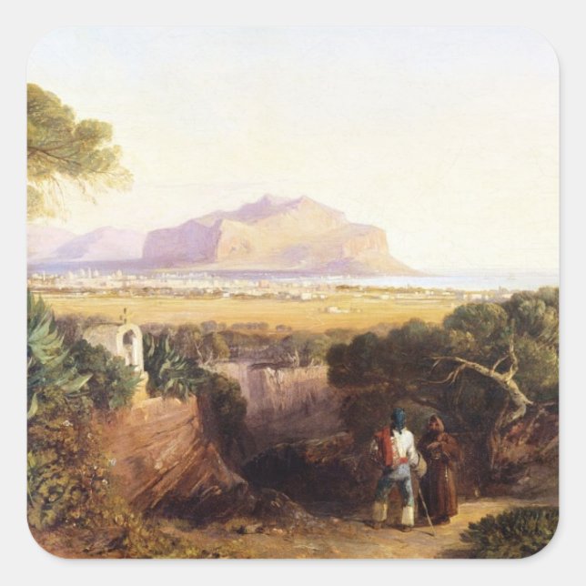 Pegatina Cuadrada Palermo, Sicilia, 1847 (aceite sobre lienzo) (Anverso)