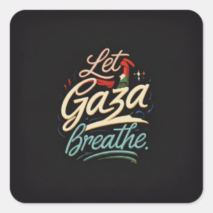 Pegatina Cuadrada Palestina Libre –Deja que Gaza respire Llavero