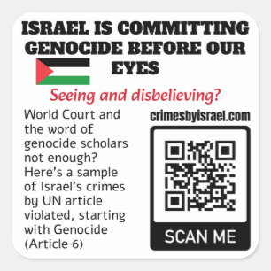 Pegatina Cuadrada PALESTINA LIBRE - Israel criminaliza el código QR 