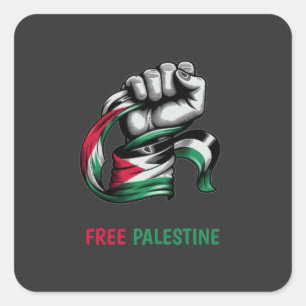 Pegatina Cuadrada Palestina Libre pone fin al apartheid en Gaza