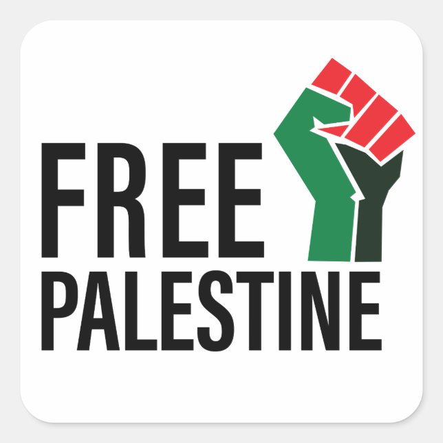 Pegatina Cuadrada Palestina libre, solidaridad con Palestina (Anverso)