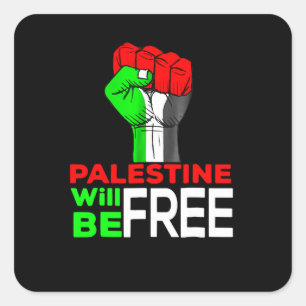 Pegatina Cuadrada Palestina Será Libre Genocidio en Gaza