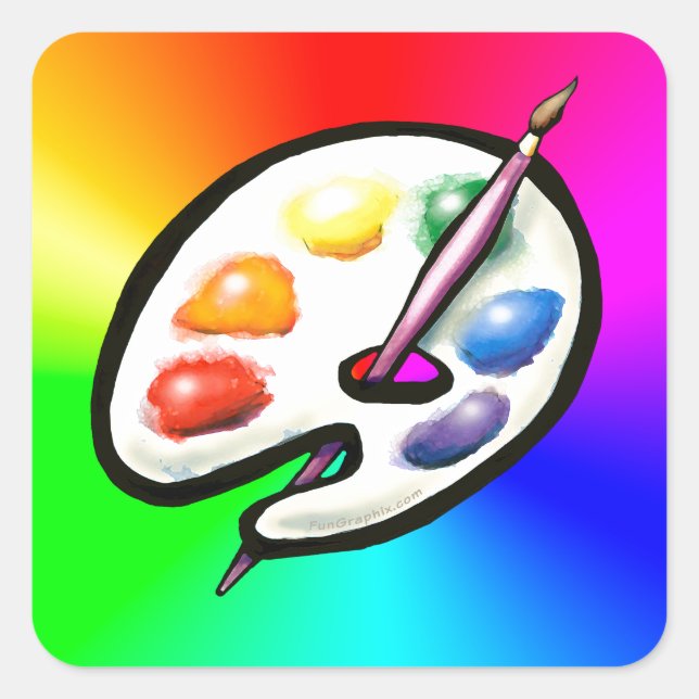 Pegatina Cuadrada Paleta de artistas (Anverso)