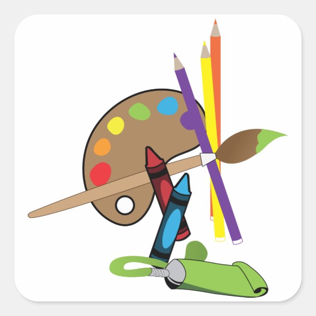 Pegatina Cuadrada Paleta de colores del artista (Anverso)