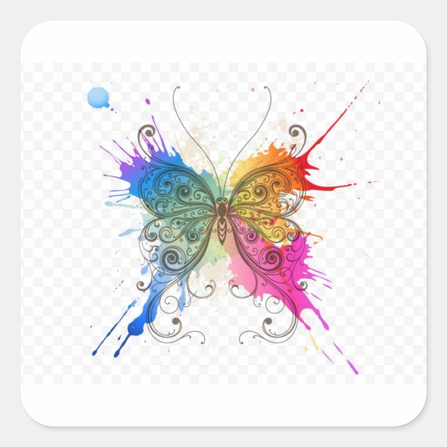 Pegatina Cuadrada Paleta de fluctuación (Anverso)