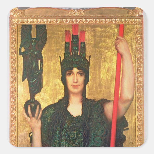 Pegatina Cuadrada Pallas Athena (Anverso)