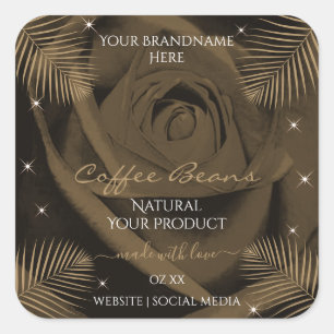 Pegatina Cuadrada Palm de Rosa marrón oscuro deja etiquetas de produ