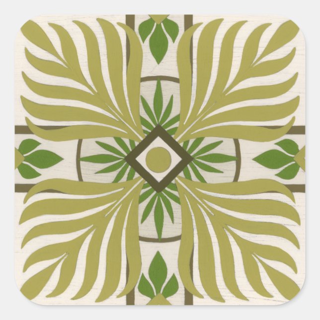 Pegatina Cuadrada Palm Motif II No Embellecido (Anverso)