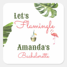 Pegatina Cuadrada Palm Springs Last Flamingle Bachelorette Party