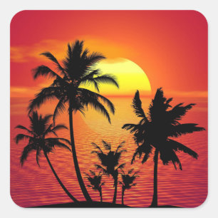 Pegatina Cuadrada Palm Trees Silhouette-16515