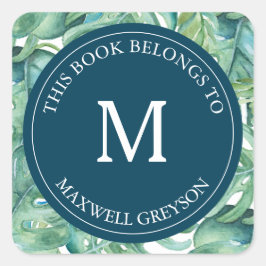 Pegatina Cuadrada Palm Tropical Volver A La Librería Escolar