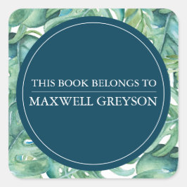 Pegatina Cuadrada Palm Tropical Volver A La Librería Escolar