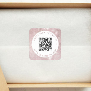 Pegatina Cuadrada Palmas rosadas elegantes modernas Código QR person