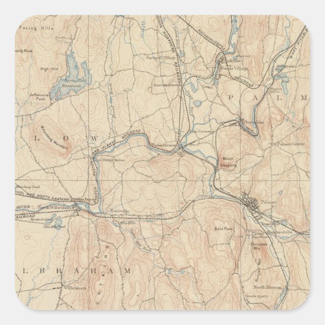 Pegatina Cuadrada Palmer, Massachusetts (Anverso)