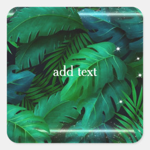 Pegatina Cuadrada Palmera tropical fluorescente asombrosa