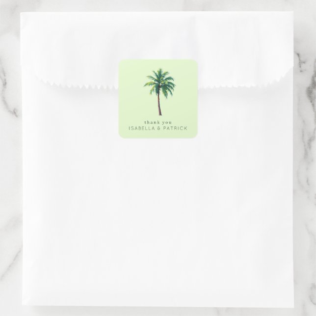 Pegatina Cuadrada Palmera Tropical Verde Agradecida (Bolso)