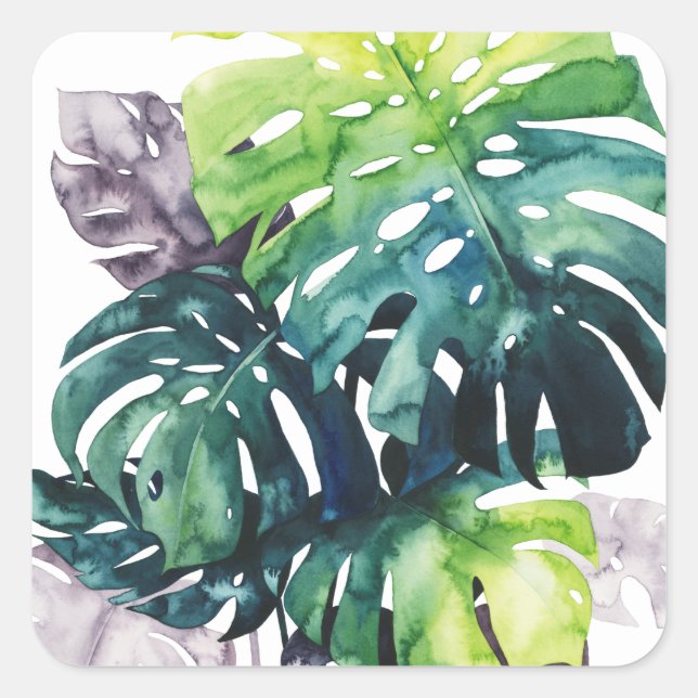 Pegatina Cuadrada Palmeras de luz de fuerza - hoja dividida (Anverso)