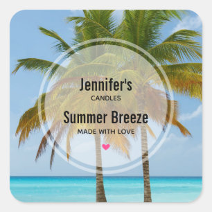 Pegatina Cuadrada Palmeras en un negocio de velas tropicales