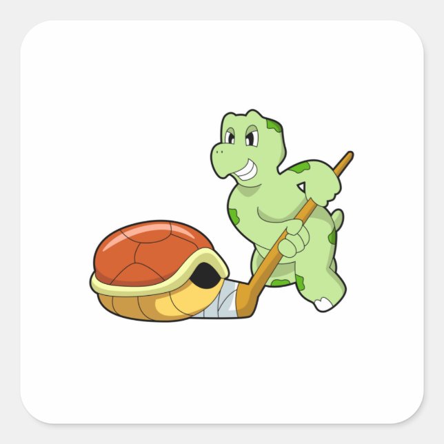 Pegatina Cuadrada Palo de hockey sobre hielo (Anverso)