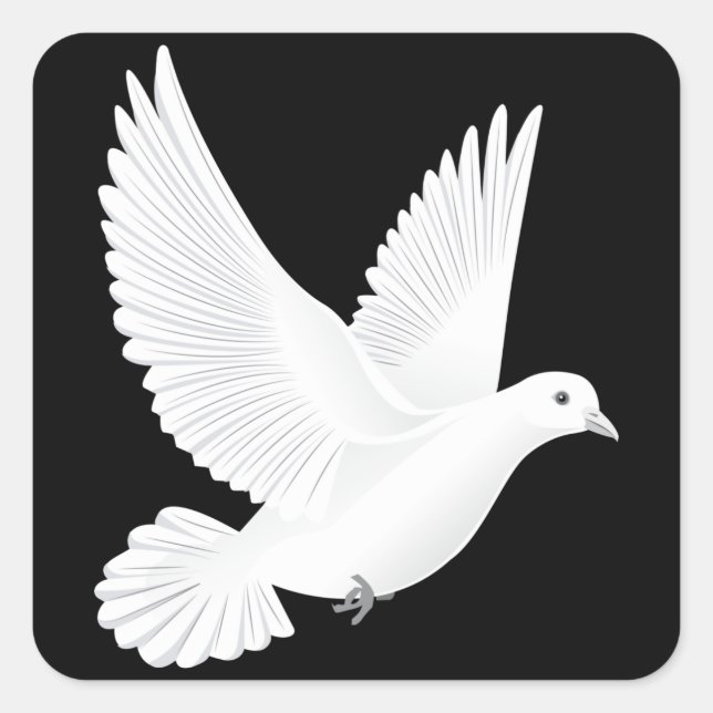Pegatina Cuadrada Paloma blanca (Anverso)