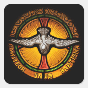 Pegatina Cuadrada Paloma del vitral