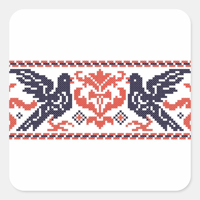 Pegatina Cuadrada Palomas de pareja (Anverso)