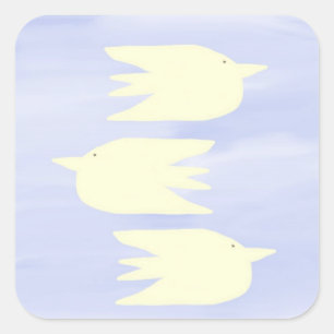 Pegatina Cuadrada palomas pintando arte