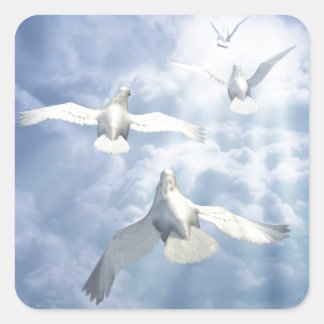Pegatina Cuadrada Palomas voladoras