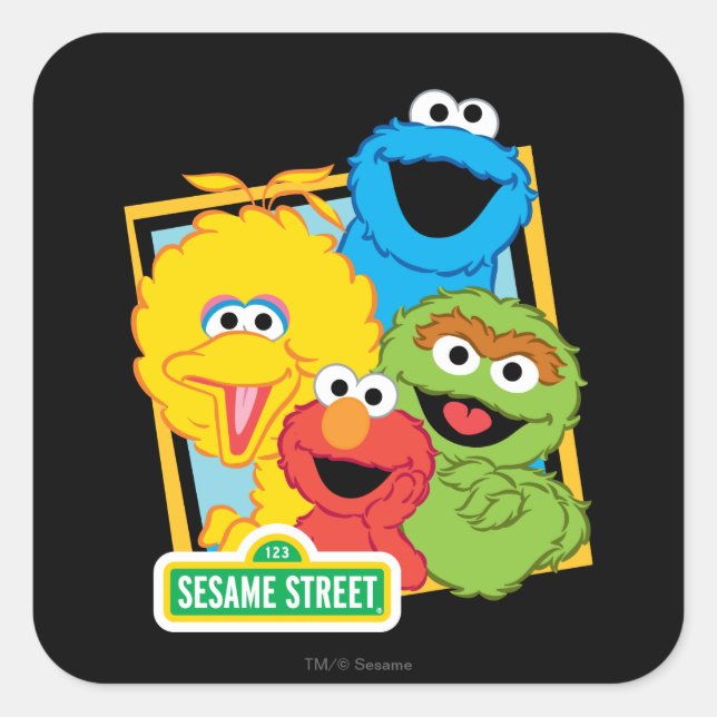 Pegatina Cuadrada Pals del Sesame Street (Anverso)