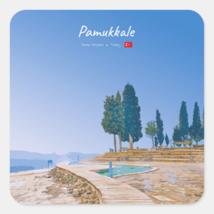 Pegatina Cuadrada Pamukkale, Turquía - Piscinas Térmicas