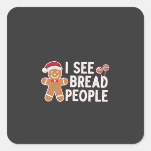 Pegatina Cuadrada  Pan de jengibre Divertida Navidad hornear vacacio