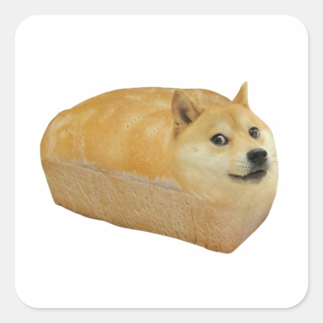 Pegatina Cuadrada Pan de pan de Dogecoína (Anverso)
