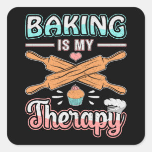 Pegatina Cuadrada Panadería Baker Bread Bake Therapy Gift Idea