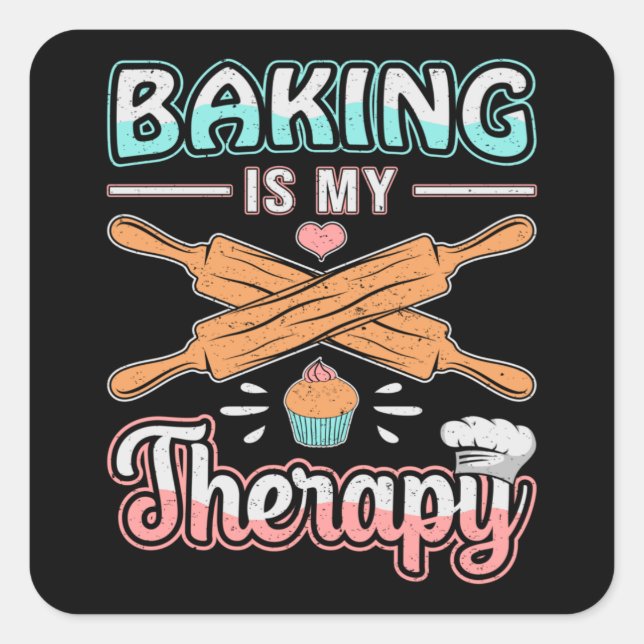 Pegatina Cuadrada Panadería Baker Bread Bake Therapy Gift Idea (Anverso)