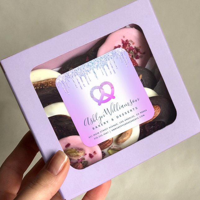 Pegatina Cuadrada Panadería Catering Pastelería Chef Purpurinas Púrp (Subido por el creador)