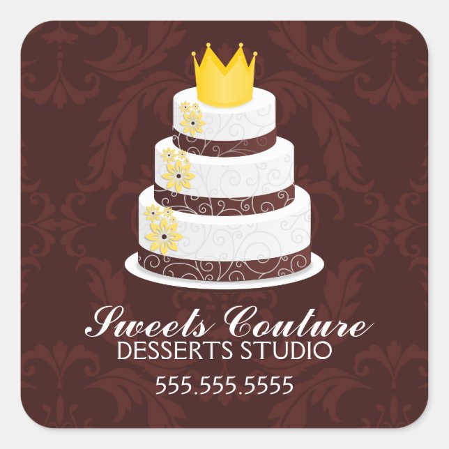 Pegatina Cuadrada Panadería Couture Cakes (Anverso)