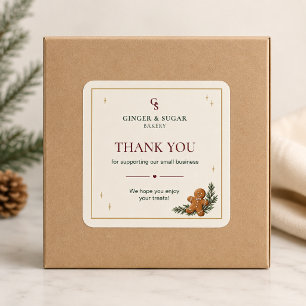 Pegatina Cuadrada Panadería de Navidad con Jengibre Gracias Moderna