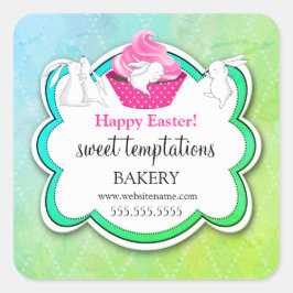 Pegatina Cuadrada Panadería de panadería de pasteles coloridos