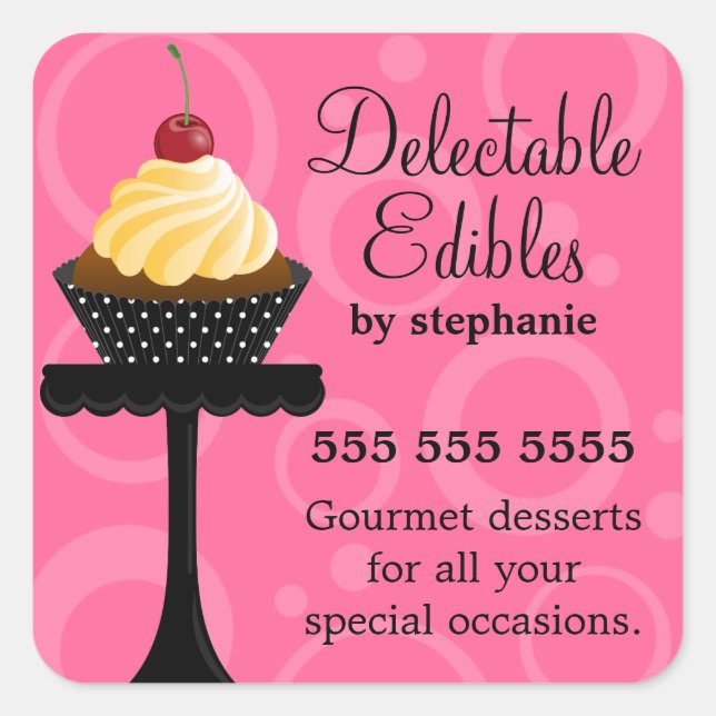Pegatina Cuadrada Panadería de tarta de cerezo de vainilla (Anverso)