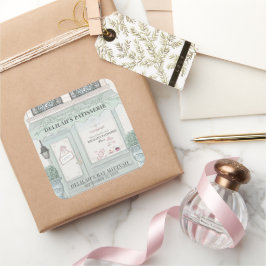 Pegatina Cuadrada Panadería francesa Paris Green Bat Mitzvah