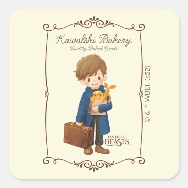 Pegatina Cuadrada Panadería Kowalski - Newt Scamander (Anverso)