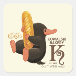 Pegatina Cuadrada Panadería Kowalski - Niffler con pan