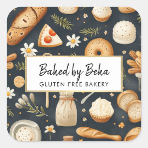Pegatina Cuadrada Panadería, pan, bollería